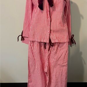 NWT Rachel Ashwell Striped Pajamas 100% Cotton Viral TikTok Bow Clip Set Small/S